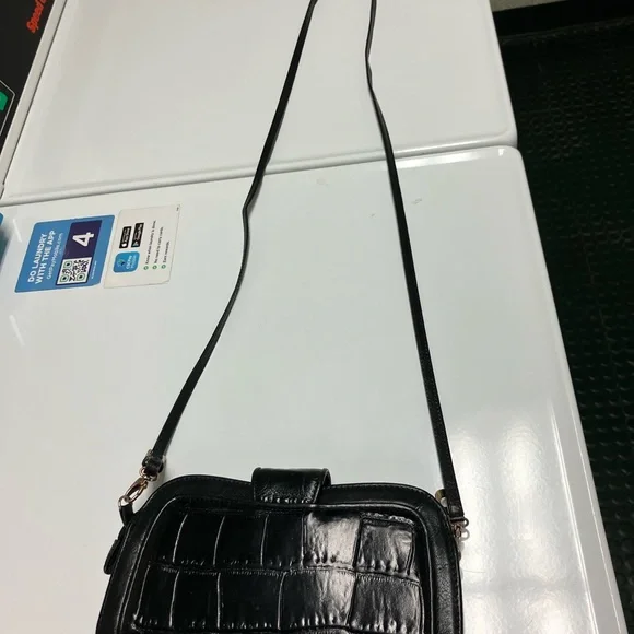 Brighton Crossbody Black Leather Bag Purse Croc Embossed Western Cowgirl Cottage - Picture 13 of 17